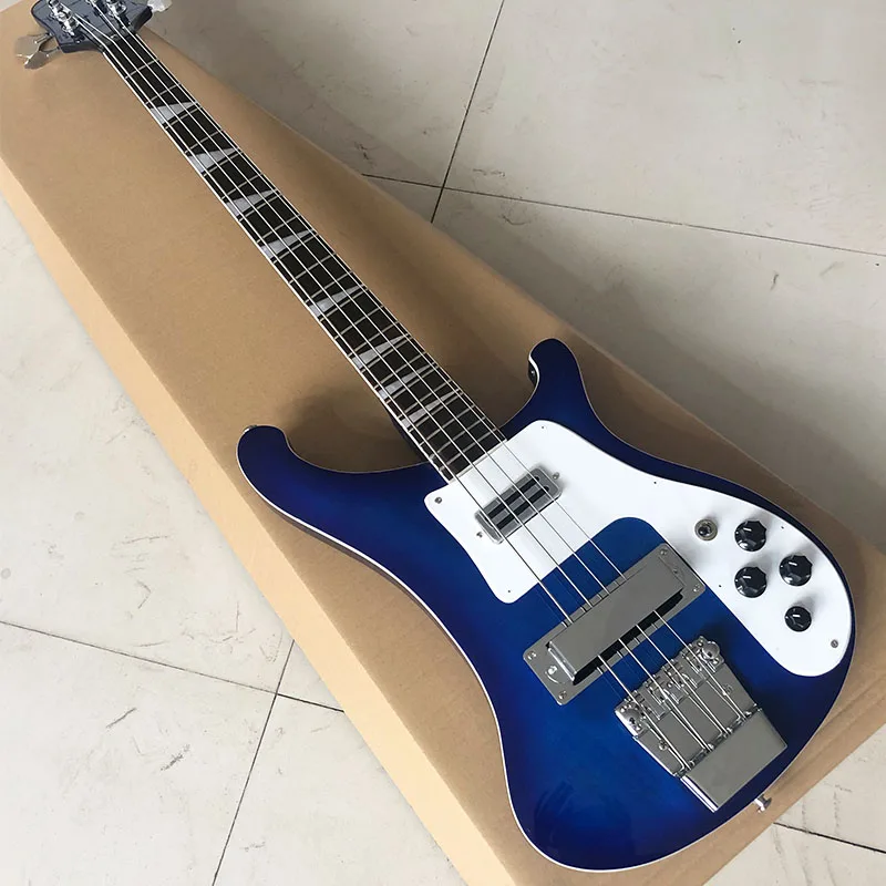 

High quality Grote, bass guitar Ricken 4003 blue 4 string electric bass guitar, real shot