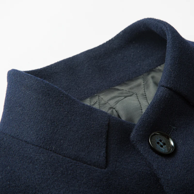 MIACAWOR, новое зимнее шерстяное пальто, мужской Тренч, модное пальто со стоячим воротником, длинная куртка, Jaqueta Masculina размера плюс, J531