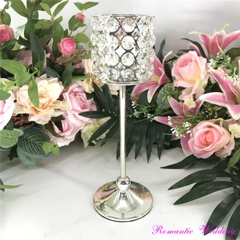 

10PCS/lot Bright Wedding Silver Metal Crystal Candle Holder On Sale for Wedding party event home decoration