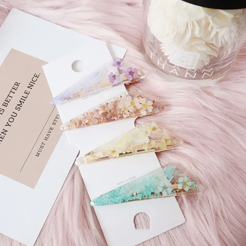 

Resin Small Fresh Flowers Transparent Geometric Hair Clips Barrettes Headwear Hairpins For Women Girls Female Hair Accessories