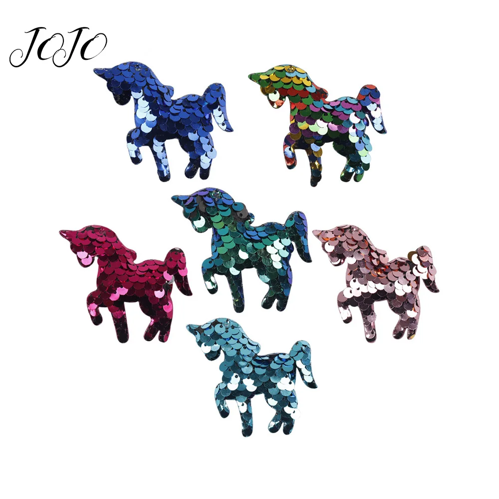 

JOJO BOWS 5pcs Reversible Sequin Patches Unicorn Pattern Accessories For Needlework DIY Handmade Materials Party Decoration