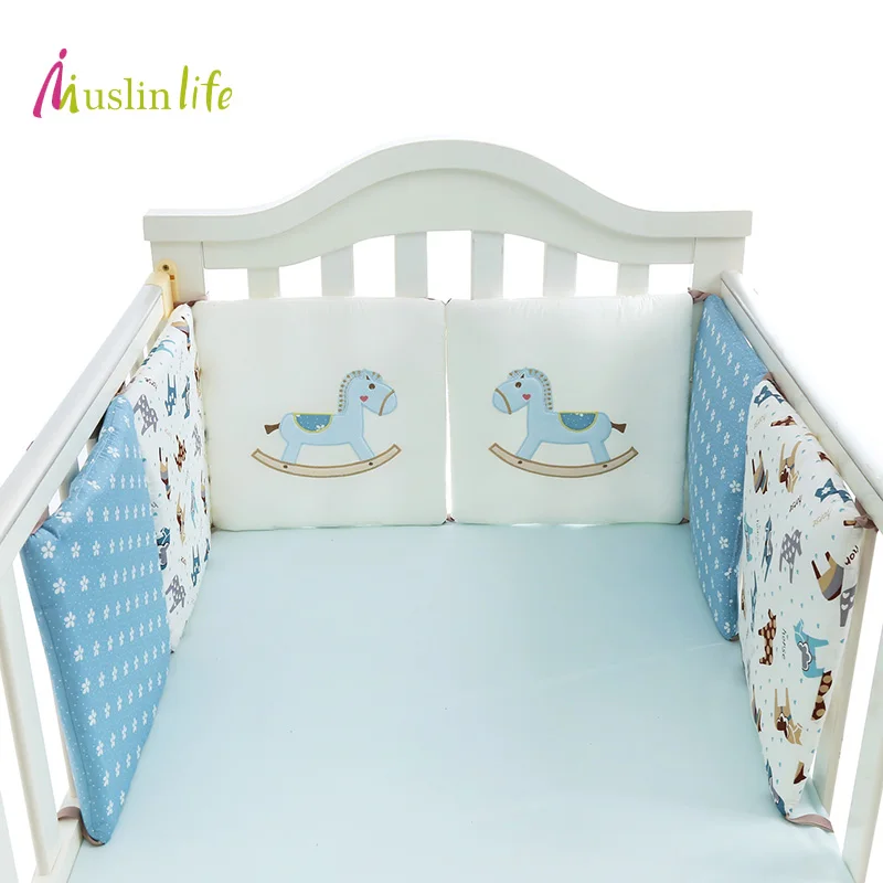 Muslinlife Cotton Baby Bumpers,Soft and Safe Baby Crib Bed Protection