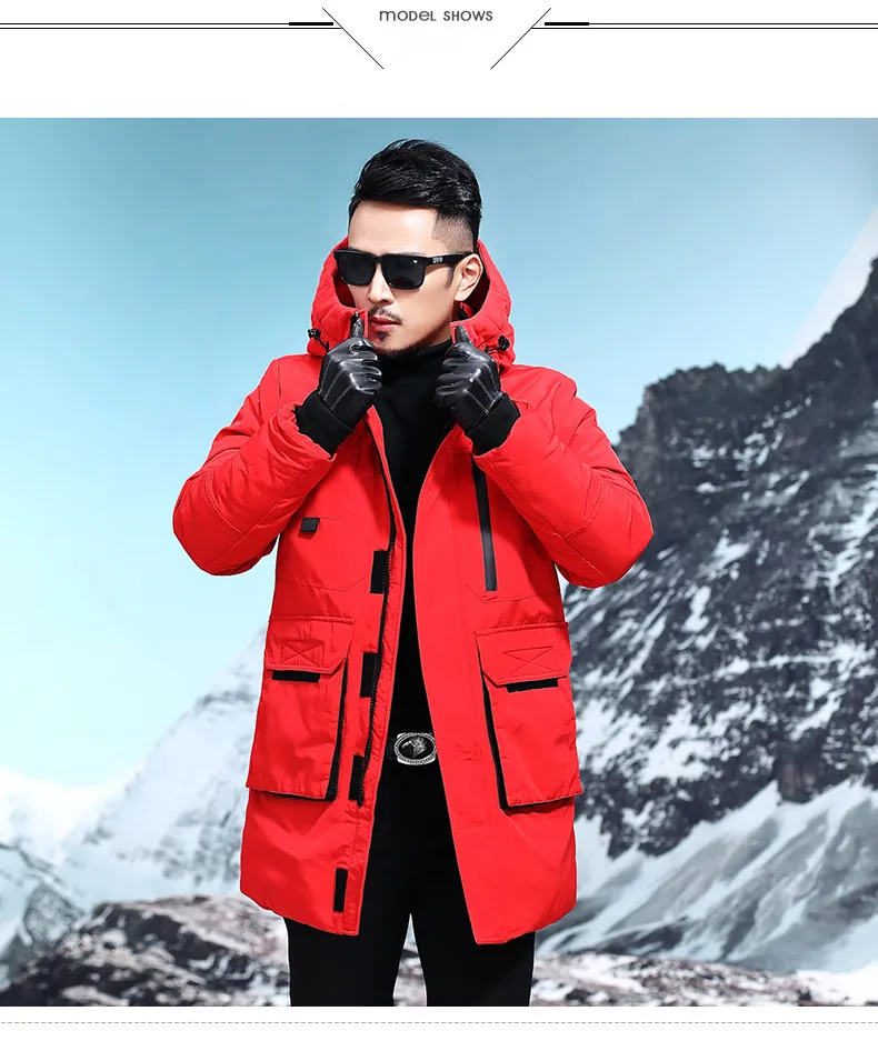 Зимний мужской Модный повседневный пуховик для мужчин s 90% белый утиный пух, мужская куртка, зимнее Мужское пальто черного и красного цвета