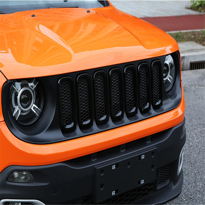 WELKINRY автомобильный чехол для Jeep Renegade ABS пластик Передняя головка решетка воздухозаборника вентиляционное отверстие отделка 7 шт