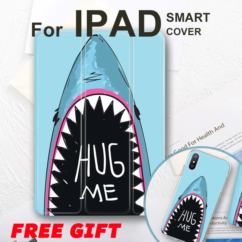 

Cartoon shark Magnet Flip Cover For iPad Pro 9.7 air 10.5 11 12.9 2018 Air2 Mini 2 3 4 5 2019 Tablet Case For ipad 9.7 2017 2018