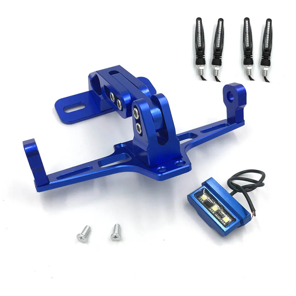 Универсальный CNC алюминиевый мотоциклетный задний номерной знак держатель для Honda Для Kawasaki Z750 R3 Z800 R6 MT07 MT09 MT10 LP001 - Цвет: Тёмно-синий