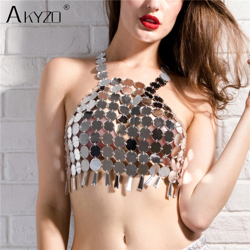 2021 Festival Croptop Midriff Circle Sequins Backless JKP4732