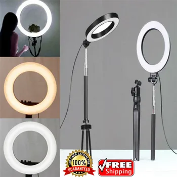 

6" Phone Selfie LED Ring Light with Stand 5500K Dimmable Lighting Kit Photography for Video Makeup Phone Camera