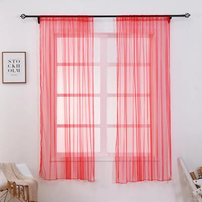 

Perforating Curtain Solid Color Voile Gray Window Modern Living Room Curtains Tulle Sheer Fabrics Rideaux Cortinas 1 x 1.5M