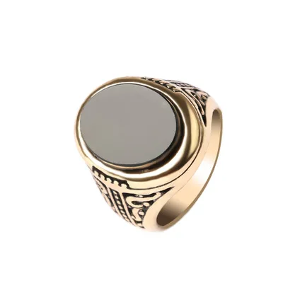 

2018 Classical Rings Vintage Crystal Round Resin Men Wedding Rings for Party Jewelry Stainless Steel Punk Rings Jewelry 2 Color