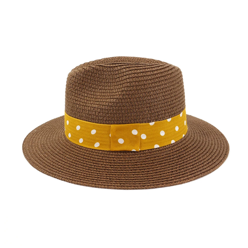 Летняя шляпа для женщин соломенная шляпа Панама Fedora пляжные каникулы широкий козырек повседневные летние солнечные шляпы для женщин