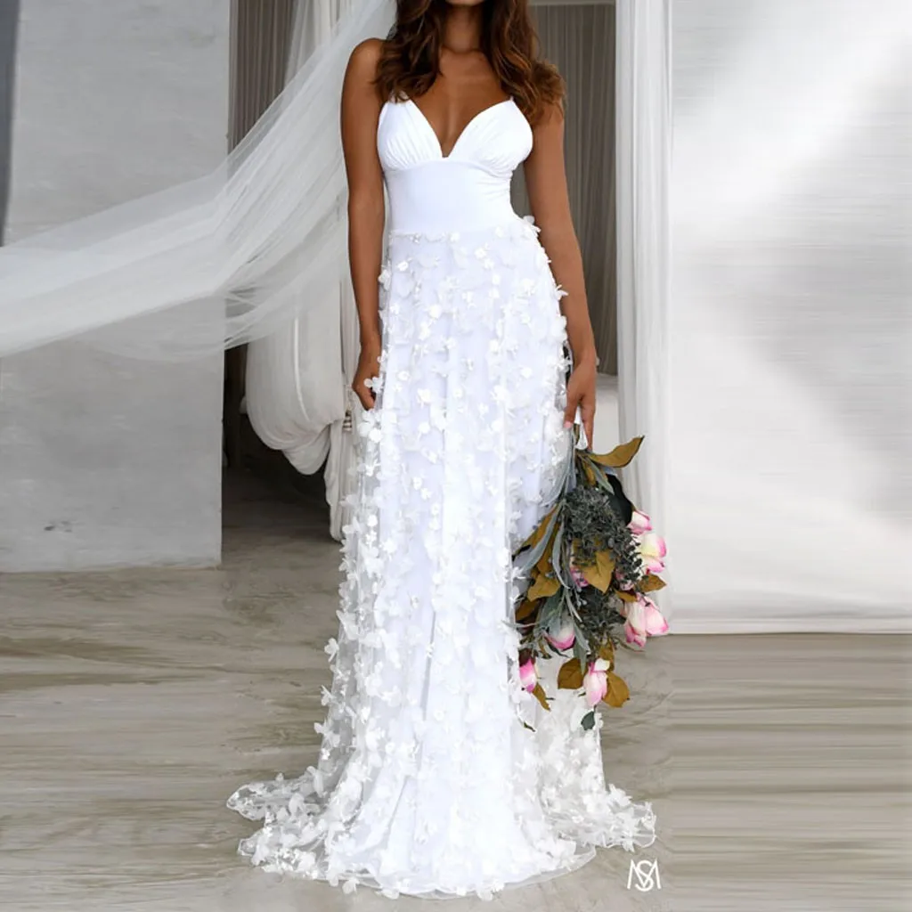 

Women Sexy White Sleeveless dress Backless Strap Party Long Dress boho lace cotton Fashion summer dress sukienka maxi lato #3