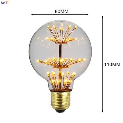 IWHD All Star Bombillas Edison светильник лампа E27 2 Вт 220 В промышленная декоративная лампа ретро винтажная лампа Ampul Bombillas - Цвет: G80