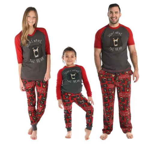 

Family Matching Christmas Pajamas Set Parents Kids Bear Sleepwear Nightwear