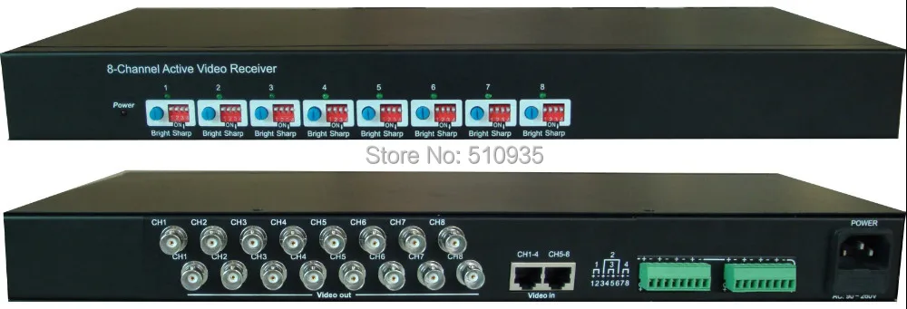 

CJ-818R 8 Channel Active UTP Video Receiver High-Density 19", 1U Rack Mount , Active Video Balun for CCTV,BNC to UTP RJ45