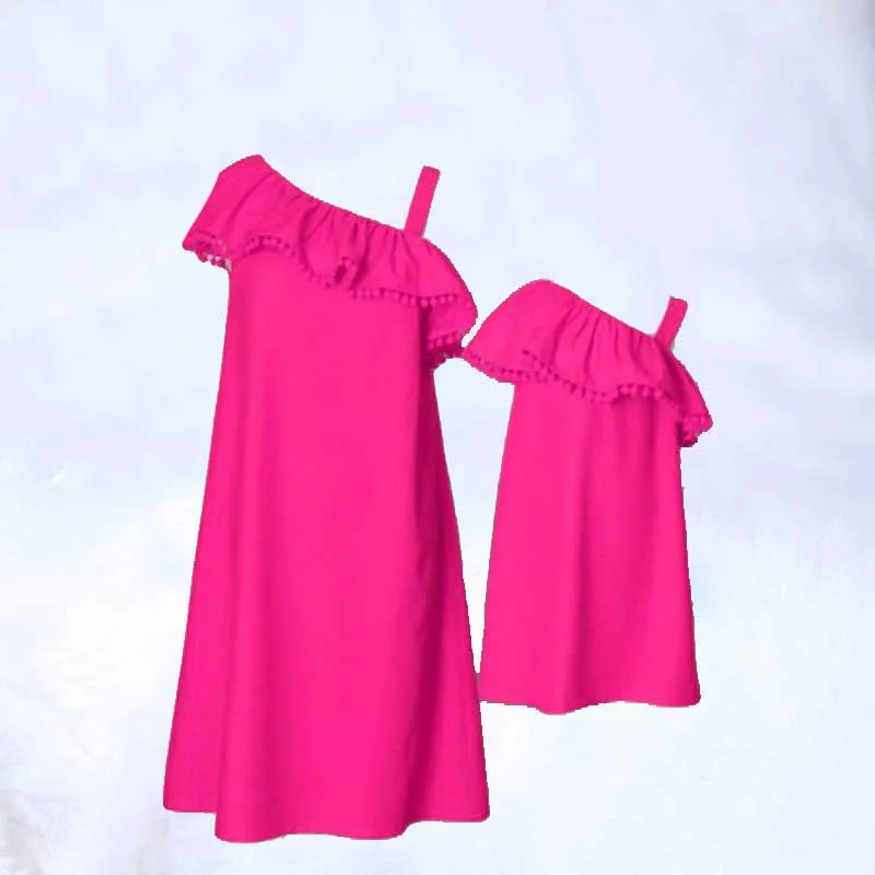 

Summer Fashion Mother and Daughter Dress Lotus Leaf Sleeve Mother Daughter Dresses Parent-child matching family outfits