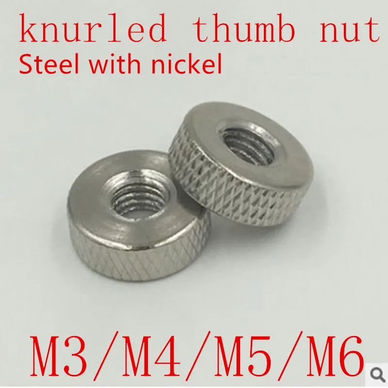 20pcs/lot m3 m4 m5 m6 steel with nickel round flat knurled thumb hand