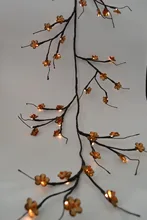 3V Low Voltage Battery Acrylic Willow Garland 6Ft Bendable & Soft 60 PCs LED Warm White plus 60 PCs AA Standard Acrylic Flower