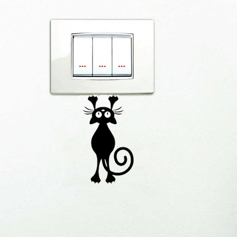 Living Room Wall Stickers Cat Home Cat Switch Wall Sticker Black