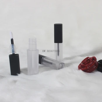 

200Pcs/Lot 3.5ml Black lid Plastic Empty Lip Gloss Containers New Style Rectangle Frosted White Lip Balm Lipstick Tube Packaging