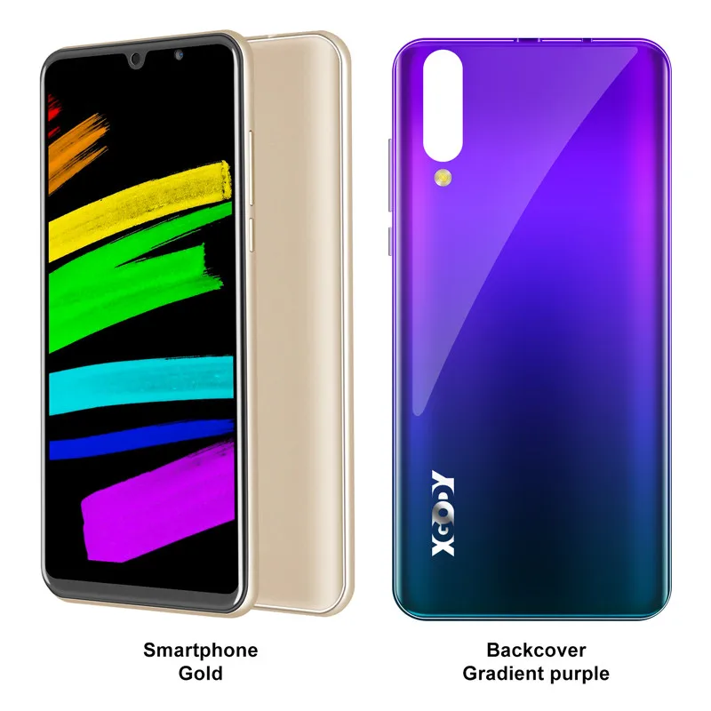 XGODY P30 3g смартфон " 18:9 Android 9,0 2 Гб ОЗУ 16 Гб ПЗУ MTK6580 четырехъядерный процессор две sim-карты 5 Мп камера 2800 мАч gps WiFi мобильный телефон - Цвет: Gold add purple case