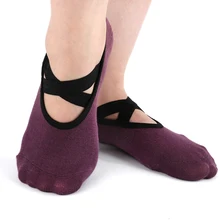 1 пара, женские Противоскользящие силиконовые носки для йоги, с открытой спиной, с рукояткой на лодыжке, в горошек, Пилатес фитнес спортзал, носки, женские спортивные дышащие носки