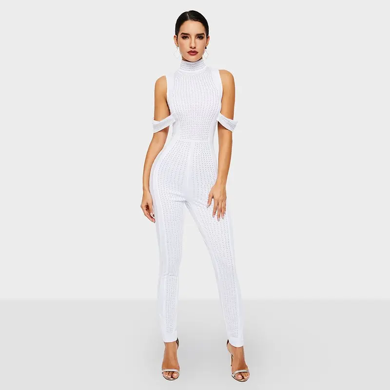 Off Shoulder Sexy Jumpsuit Women Sequins Beading Mesh See Through Club Slim Rompers White Turtleneck Ladies Black Long Jumpsuits Off Shoulder Sexy Jumpsuit Women Sequins Beading Mesh See Through Club Slim Rompers White Turtleneck Ladies Black Long Jumpsuits