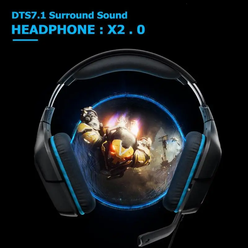 Logitech G431 Проводная DTS 7,1 гарнитура с объемным звуком Игровые наушники с микрофоном