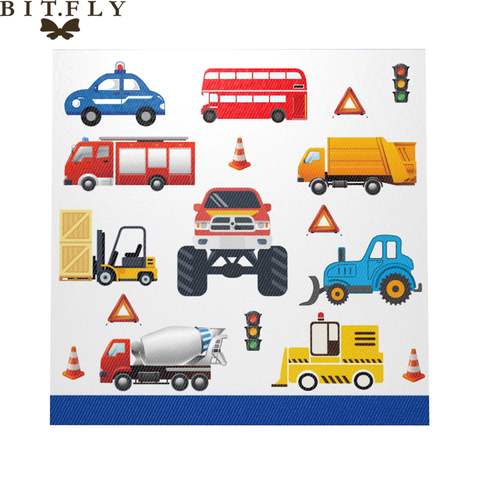 Construction Engineering Vehicle Cars Disposable Tableware Set Paper Plates Cup Banner Tablecloth For Kids Birthday Theme Party