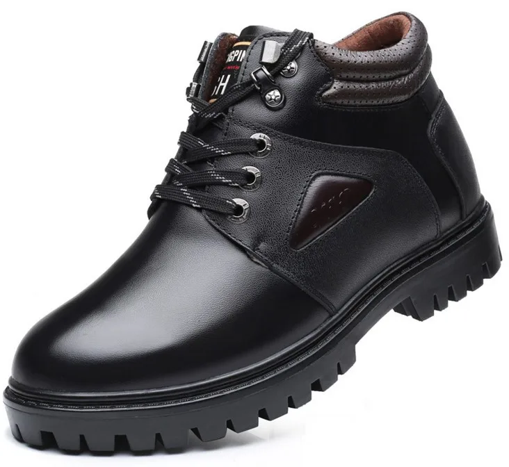 Мужская обувь, увеличивающая рост; удобные зимние ботинки из натуральной кожи с шерстью; уличные кроссовки для мужчин; зимние ботинки, увеличивающие рост