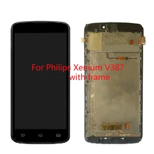 100% Original FOR Philips Xenium V387 LCD Display With Touch Screen Digitizer Glass Assembly + Frame By Free Shipping
