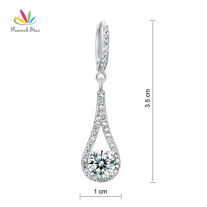 Серьги подвески Павлин из серебра 925 пробы 1 карат|dangle earrings|peacock star925 sterling |