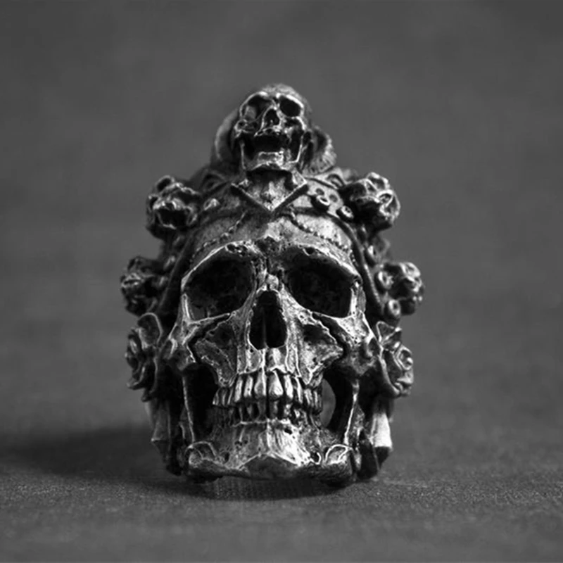 

Santa Muerte Death Skull Ring 316L Stainless Steel Jewelry Titanium Steel Men Ring Punk Biker Rings