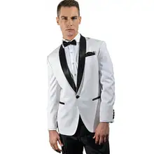 Высокое качество жениха Мода Мужчины изготовленный на заказ белый шаль нагрудные смокинги жениха свадебный смокинг(куртка+ брюки+ галстук