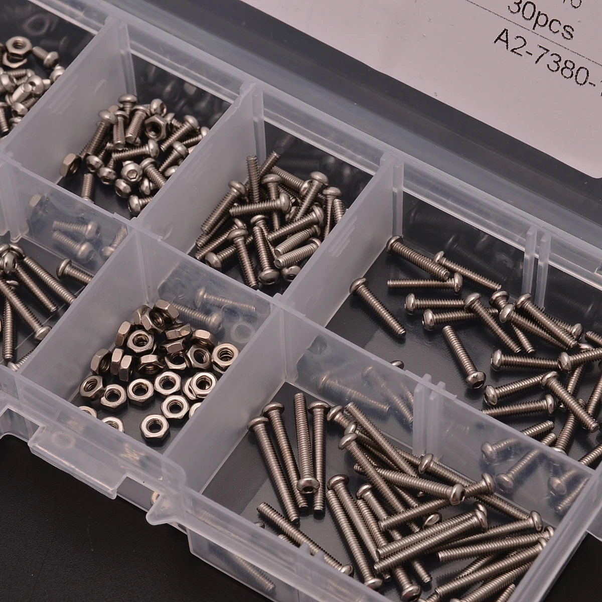 New 230Pcs M2 Stainless Steel Hex Socket Button Head Screw Bolts Nuts Assortment Kit With Box For Hardware Accessories