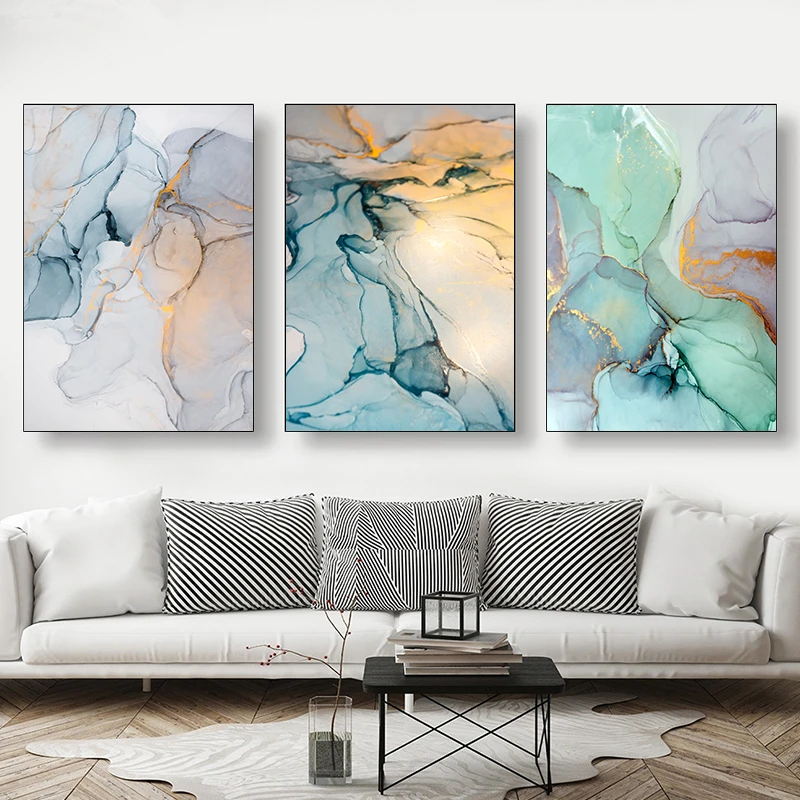 Abstract Green Stone Pattern Nordic Poster Canvas Painting Quadro Wall Pictures
