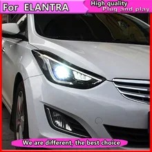 Автомобильная фара для фары для автомобиля Hyundai Elantra 2012- светодиодный фонарь DRL Bi Xenon объектив Высокий Низкий Луч парковочная фара в сборе