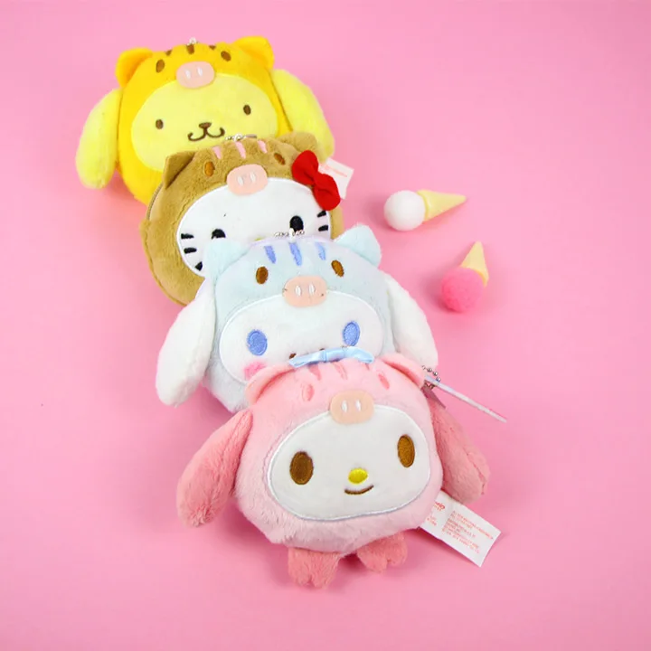 Sanrio, Hello Kitty My Melody Cinnamoroll Марка pom-Pom Purin плюшевые сумки для монет милый кошелек унисекс Kawaii ключ сумка для девочек Подарки