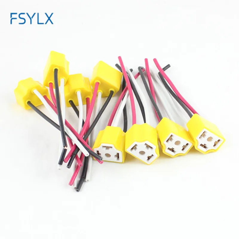 

50pcs/lot Ceramics Motorcycle Car Socket Plug Extension Connector 12Vfor H4 9003 free shipping