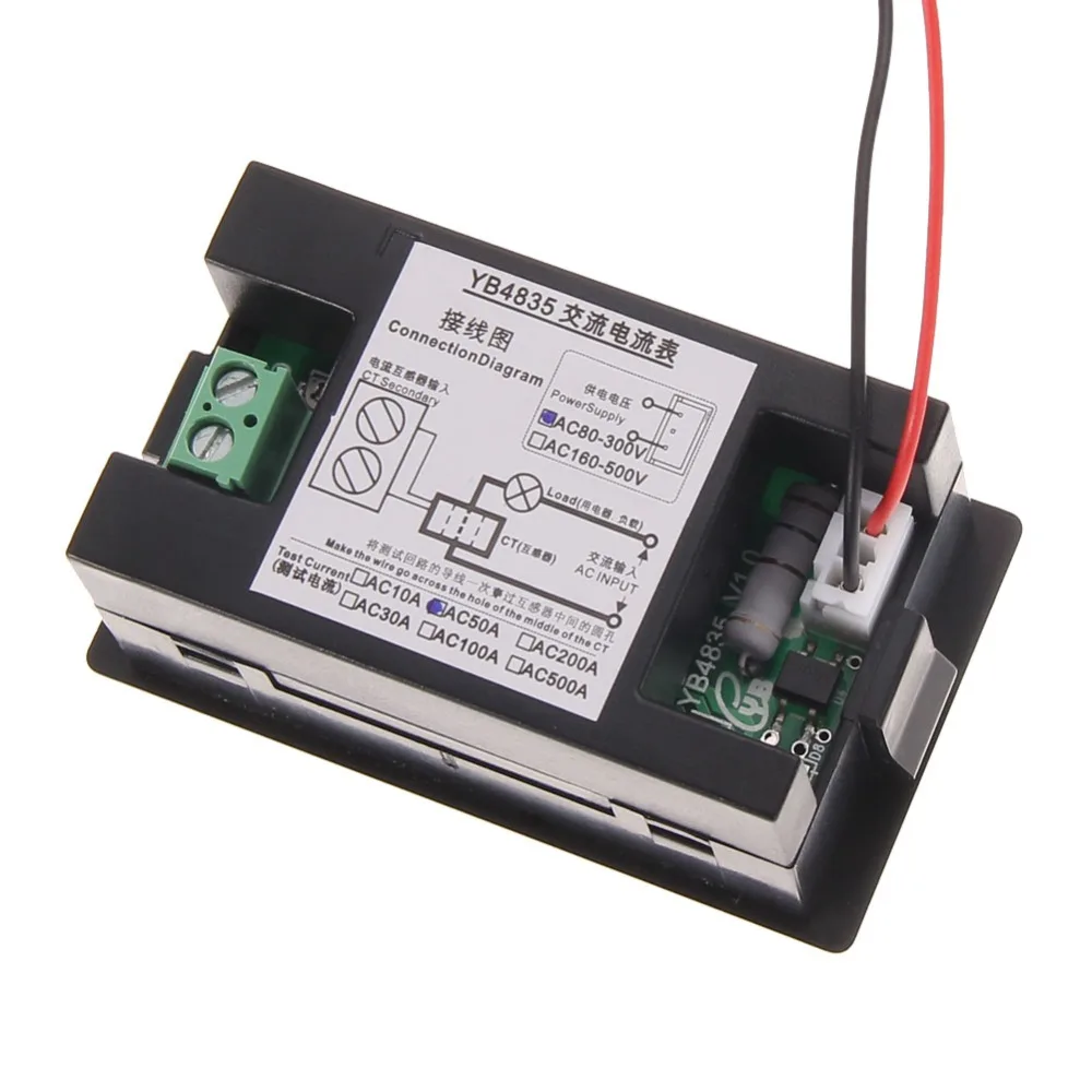AC80V~ 300 V 100A цифровой амперметр AMP метр трансформатор тока взаимный индуктор красный/синий/зеленый свет