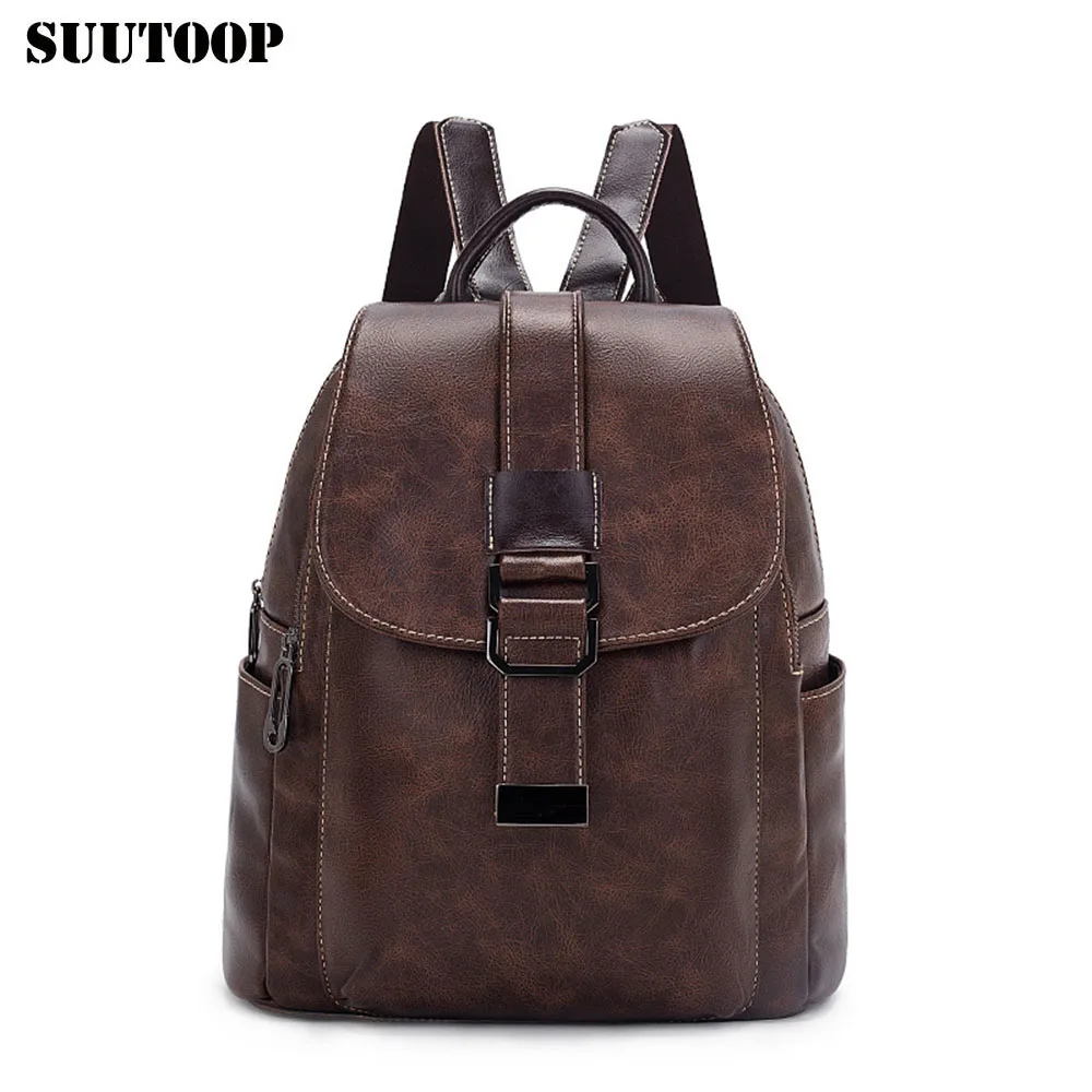 

2019 Retro Style Female Waterproof Leather Backpack Fashion Women's bag for Girls Feminina Casual Mochila Daily Travel Bag Pack