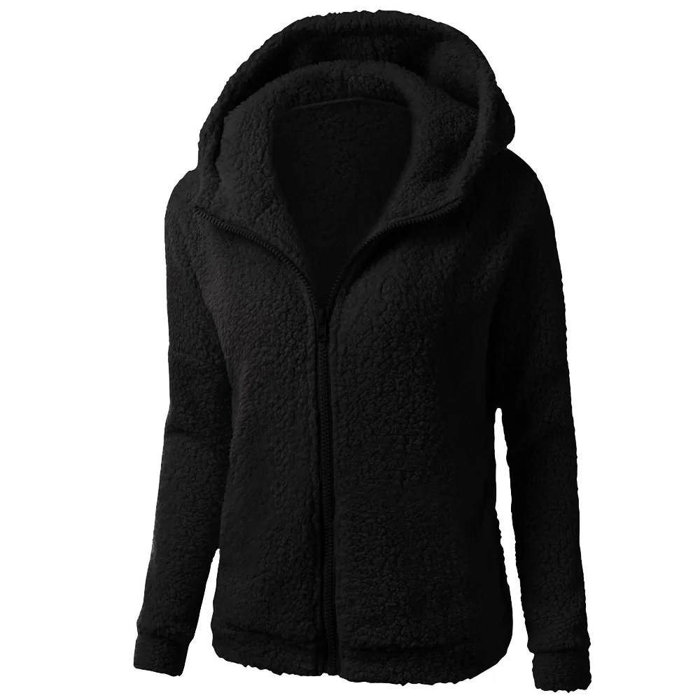 FEITONG Women Hooded Sweater Coat Winter Keep Warm Wool Zipper Cotton ...