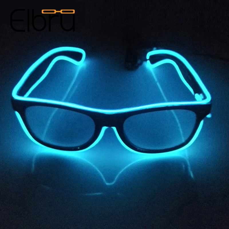 

Elbru Novelty LED Luminous Party Sunglasses Men Women Square Flash Glowing Glasses Bar Photo booth Props Eyeglasses Unisex