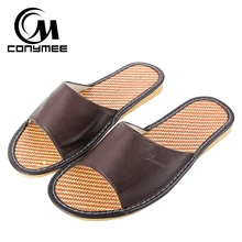 CONYMEE/ г. мужские летние сандалии домашняя повседневная обувь, кроссовки для дома из натуральной кожи, пляжные тапочки Нескользящие мужские s Pantufas