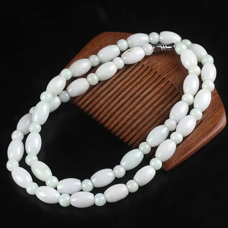 

New Natural Grade A Jade (Jadeite) 11x8mm Oval Bead Necklace 53cm