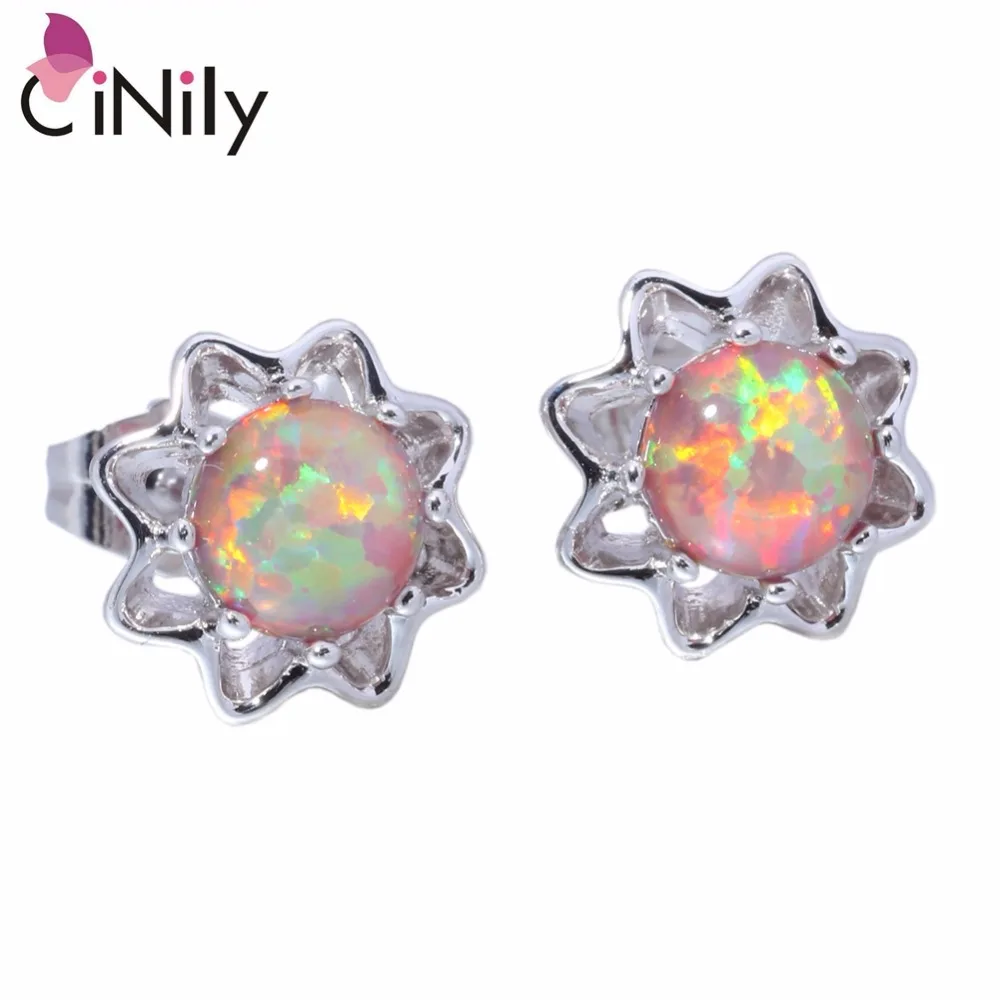 

Wholesale & Retail For Women Jewelry Orange White Pink Blue Fire Opal Silver Plated Earrings 11mm OH2751 OH2752 OH2753 OH2754