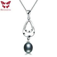 HENGSHEG натуральный черный/белый жемчуг кулон и ожерелье для женщин, 925 Серебро хорошее ювелирное изделие кулон, капли воды жемчужное ожерелье