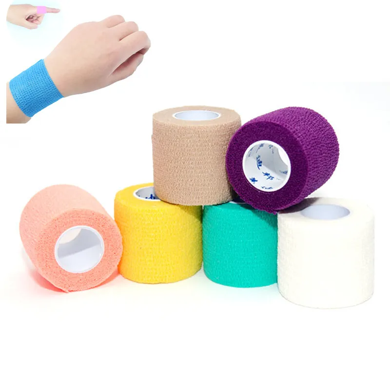 

1PCS 5cm Colorful Self Adhesive Ankle Finger Muscles Care Elastic Medical Bandage Gauze Dressing Tape Sports Wrist Support