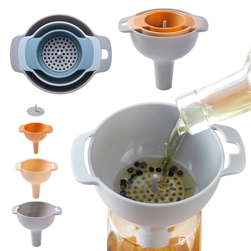 1 4 In 1 Multi function Kitchen Oil Strainer Funnels Set Mini
