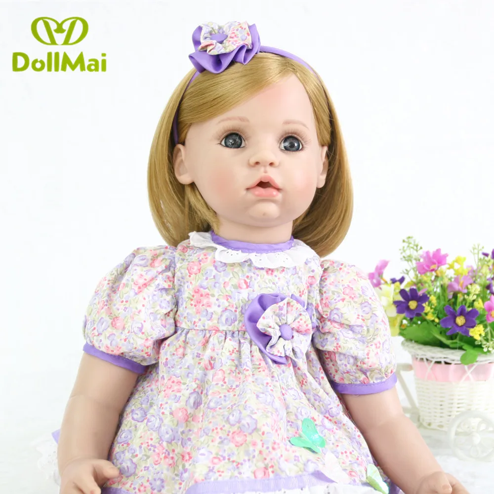 

56cm new Handmade Silicone vinyl reborn baby dolls Lifelike adorable toddler Baby Bonecas girl kid bebe doll reborn menina